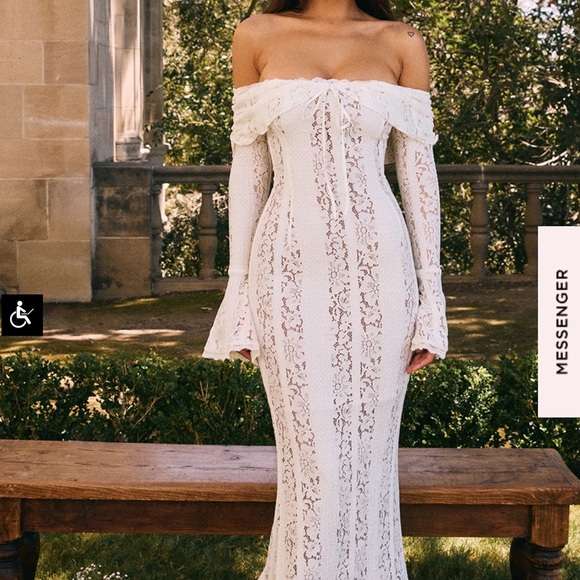 chinese dress ladies Belle Black Off Shoulder Floral Lace Maxi Dress by House of CB main image 0
